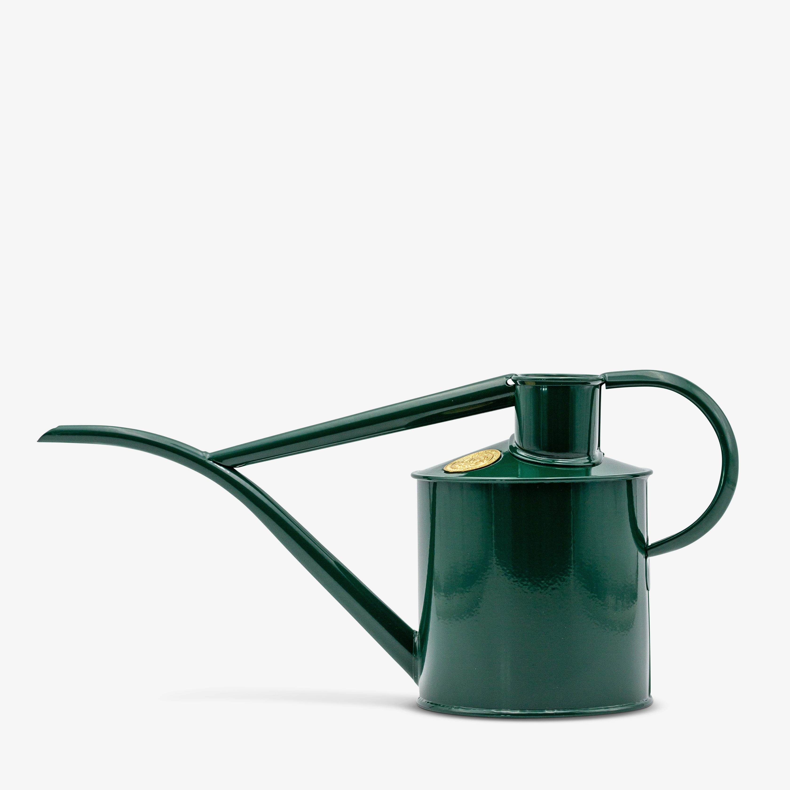 green metal indoor watering can